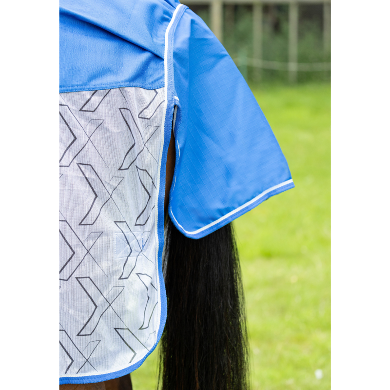 Hy DefenceX Shield Quagga System Fly Rug - Blue/White-5