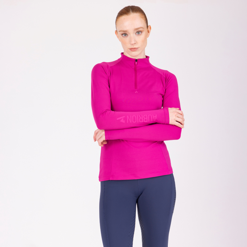 Aubrion React Long Sleeve Base Layer - Fuchsia-1