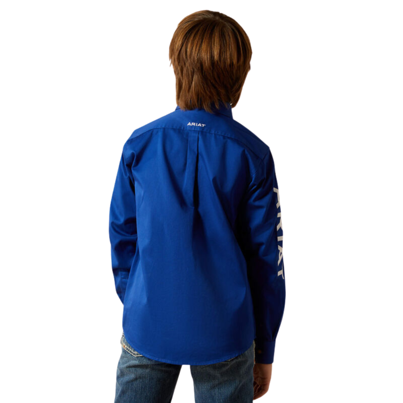 Ariat Youth Team Logo Twill Classic Fit Shirt - Ultramarine/White-1