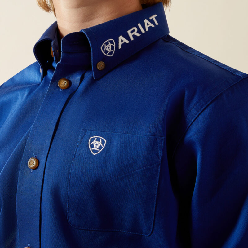 Ariat Youth Team Logo Twill Classic Fit Shirt - Ultramarine/White-2
