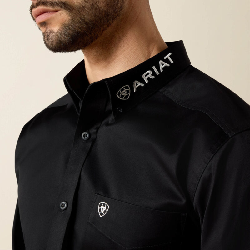 Ariat Men's Team Logo Twill Fitted Shirt - Black/White-2