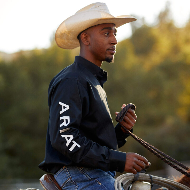 Ariat Men's Team Logo Twill Fitted Shirt - Black/White-5