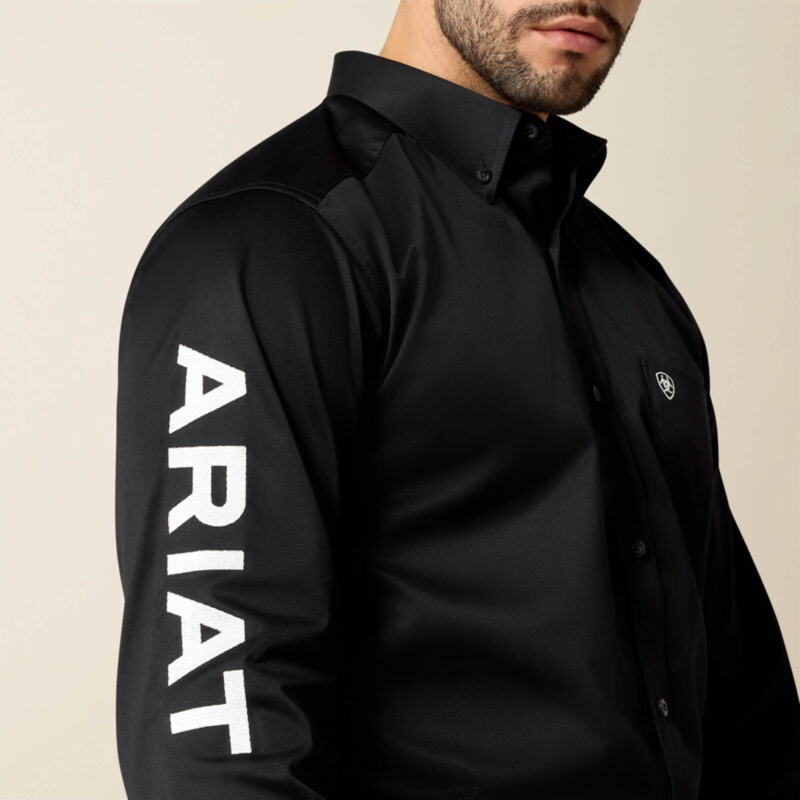 Ariat Men's Team Logo Twill Fitted Shirt - Black/White-3