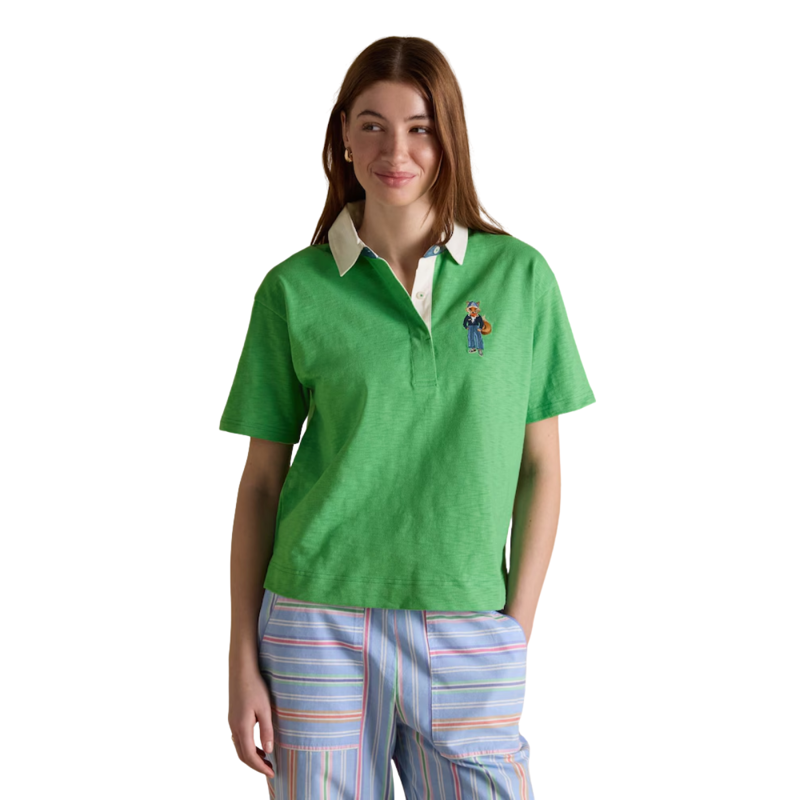Joules Ladies Leighton Jonty Fox Rugby Shirt - Green