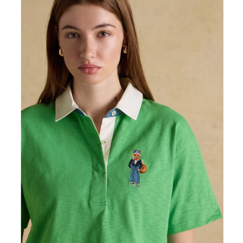 Joules Ladies Leighton Jonty Fox Rugby Shirt - Green-2