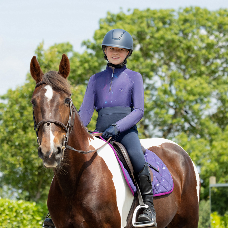 Hy Equestrian Elevate Mizs Out of this World Riding Tights - Navy/Magenta-3