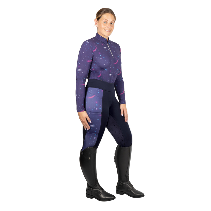 Hy Equestrian Elevate Out of this World Riding Tights - Navy/Magenta-1