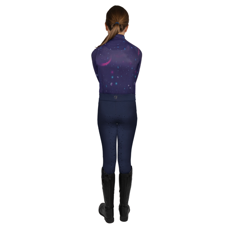 Hy Equestrian Elevate Mizs Out of this World Riding Tights - Navy/Magenta-1