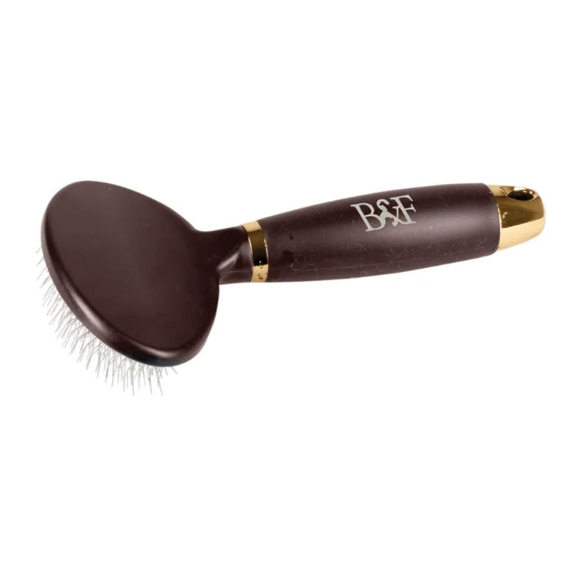Benji and Flo Gel Handle Long Pin Oval Brush - Brown/Gold