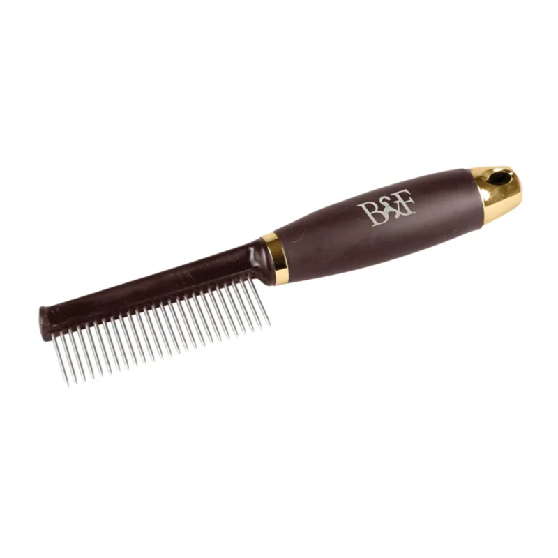 Benji and Flo Gel Handle Grooming Comb - Brown/Gold