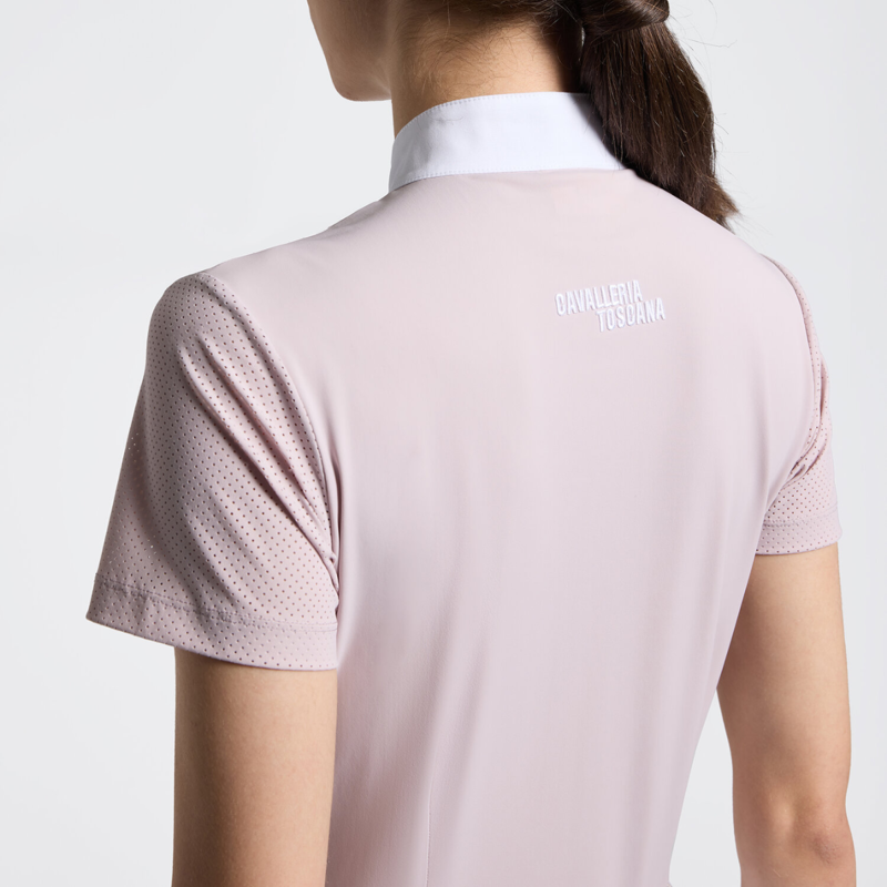 Cavalleria Toscana Women's Perforated Jersey Inserts Short Sleeve Competition Shirt - Violet Ice-3