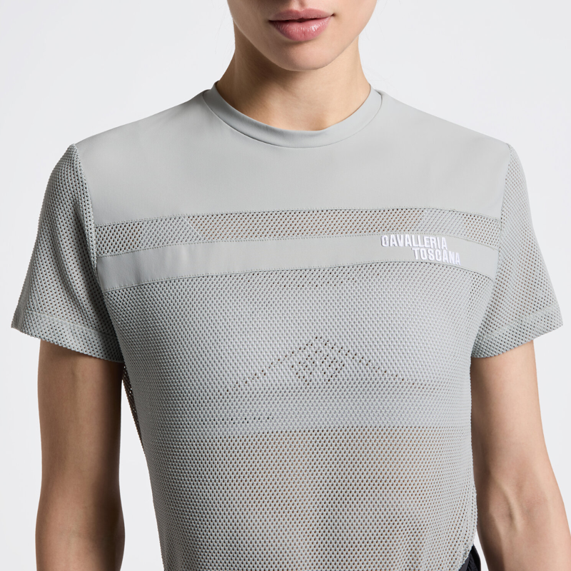 Cavalleria Toscana Women's Perforated Insert T-Shirt - Belgian Block-2