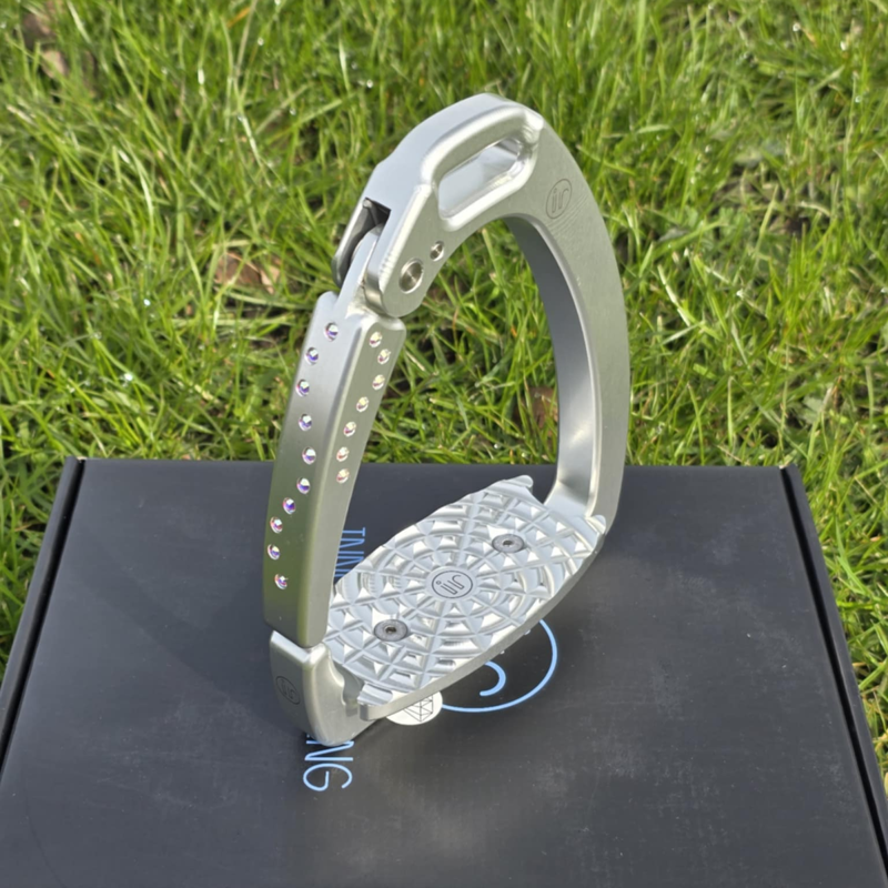 Innova Riding Trilogy Swarovski Stirrups - Silver/Aurora Boreale Crystal