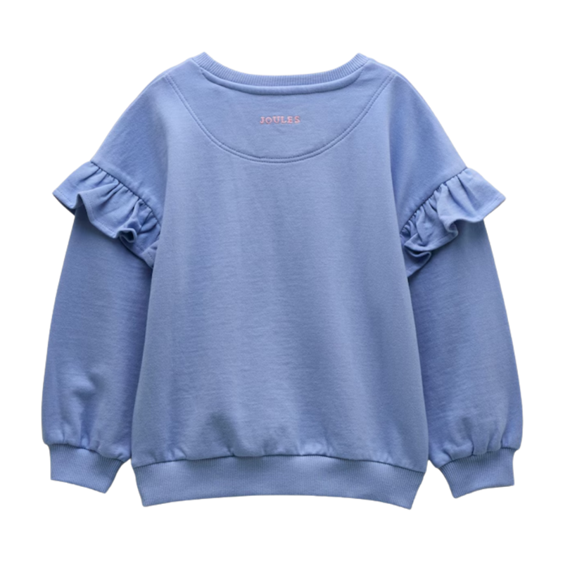Joules Girls' Millie Frill Sleeve Crew Neck Sweatshirt - Blue-1