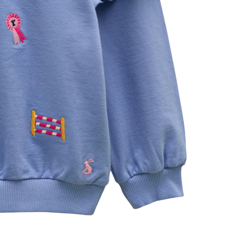 Joules Girls' Millie Frill Sleeve Crew Neck Sweatshirt - Blue-3