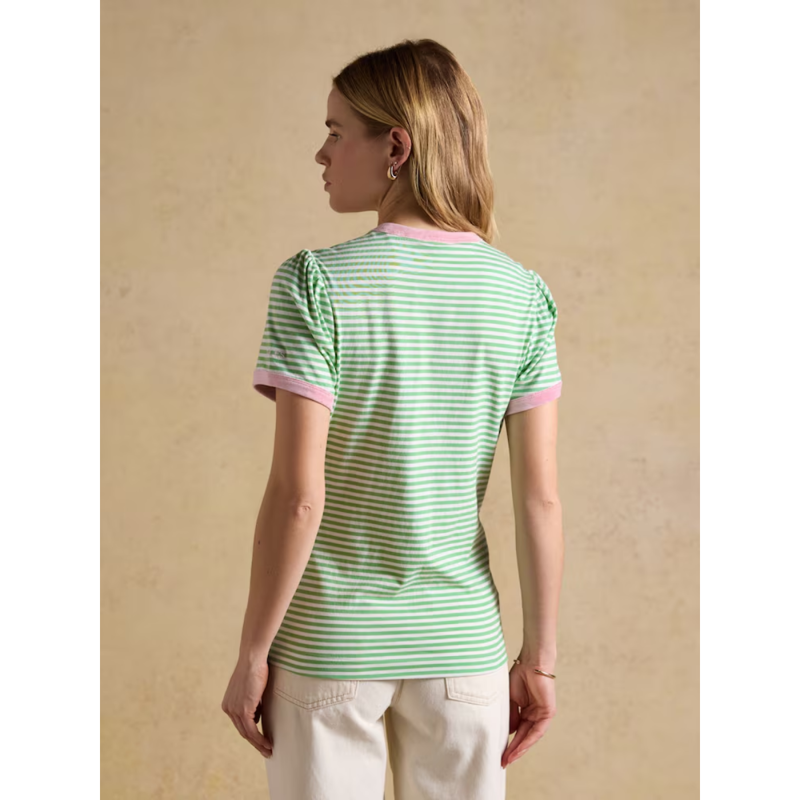 Joules Ladies Erin T-Shirt - Green Stripe-2