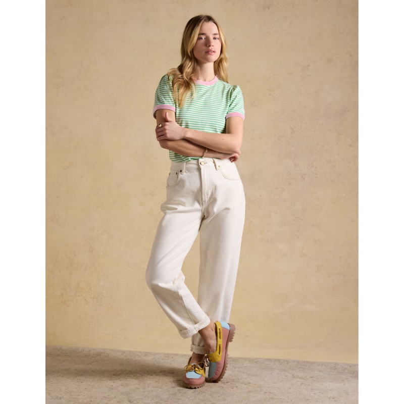 Joules Ladies Erin T-Shirt - Green Stripe-3