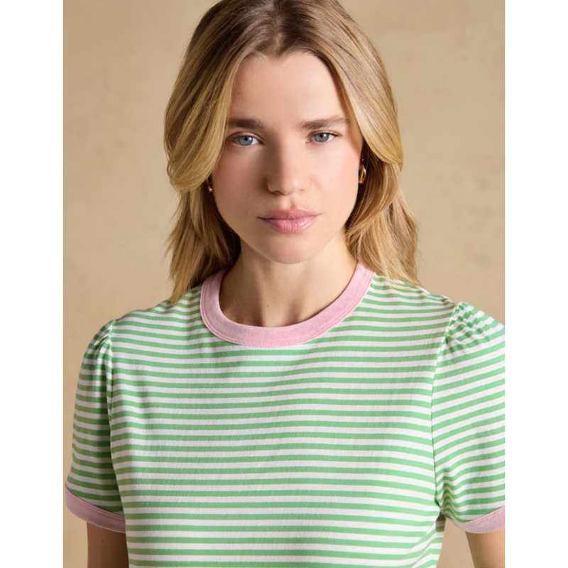 Joules Ladies Erin T-Shirt - Green Stripe-4