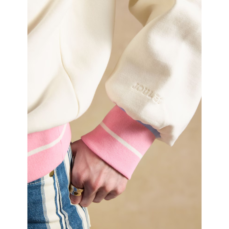 Joules Ladies Varsity Embroidered Sweatshirt - Cream-5