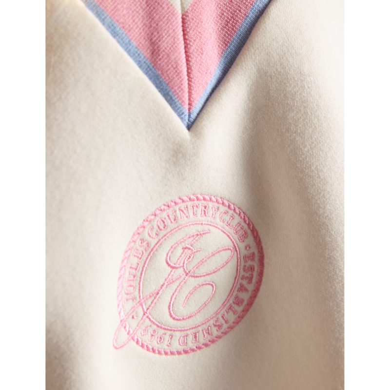 Joules Ladies Varsity Embroidered Sweatshirt - Cream-6