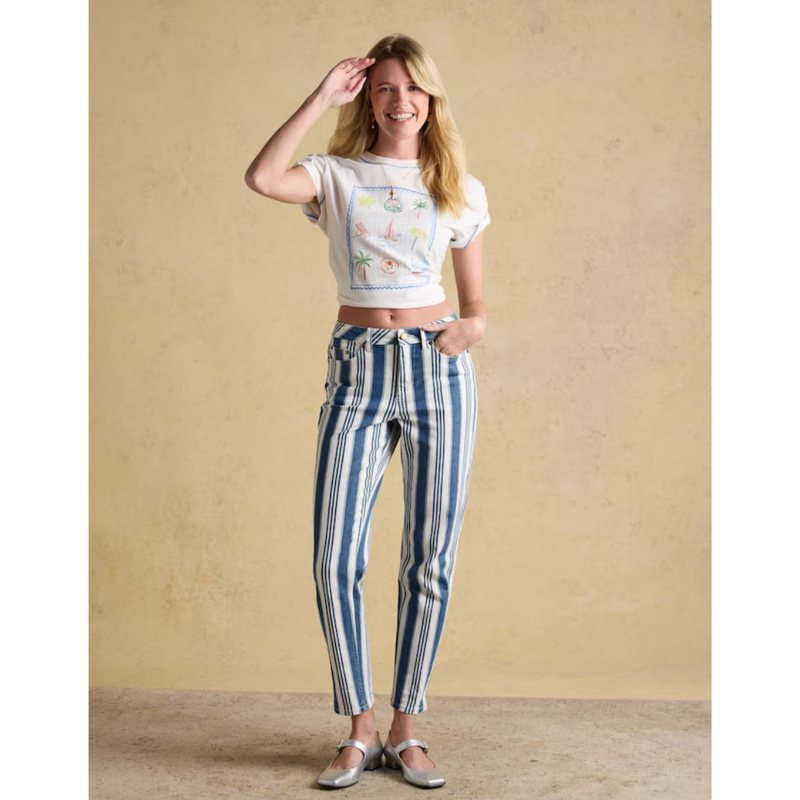 Joules Ladies Graphic Tee Postcard T-Shirt - White-3