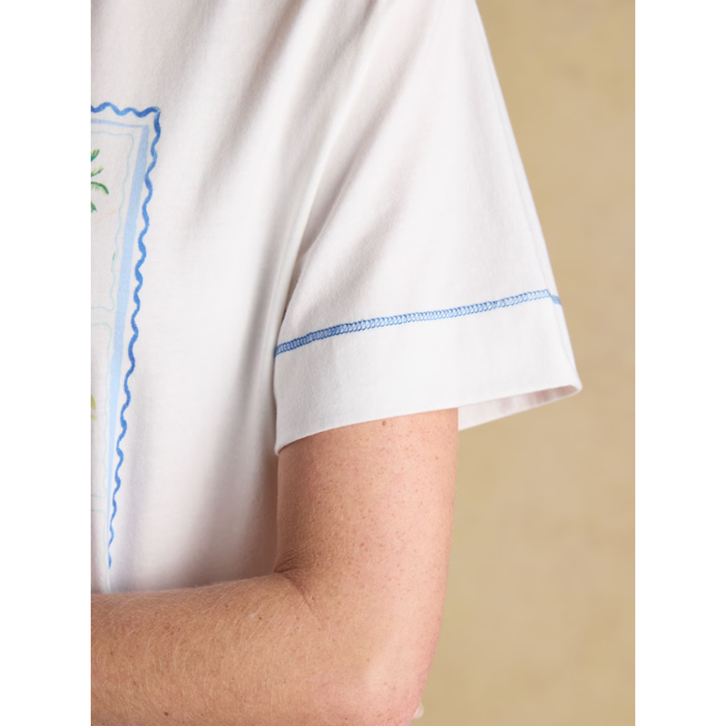 Joules Ladies Graphic Tee Postcard T-Shirt - White-5