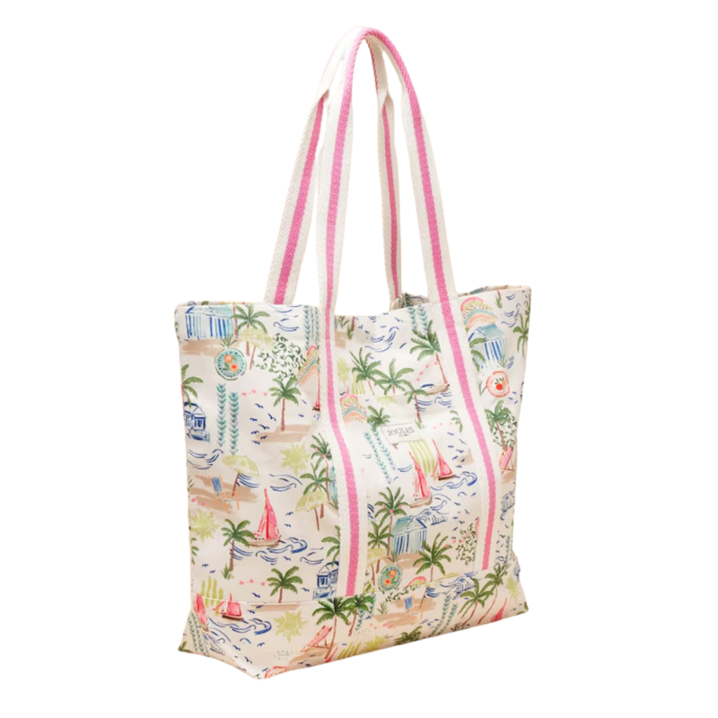 Joules Promenade Canvas Tote Bag - Palm Print-1
