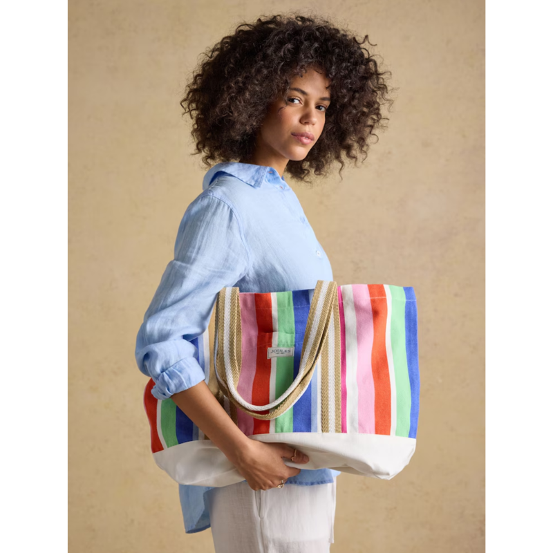 Joules Promenade Canvas Tote Bag - Multi Stripe-6