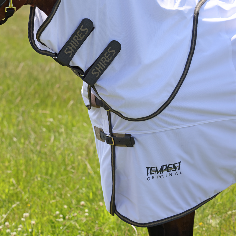 Shires Tempest Original Fly Rug and  Neck Set - White/Grey-2
