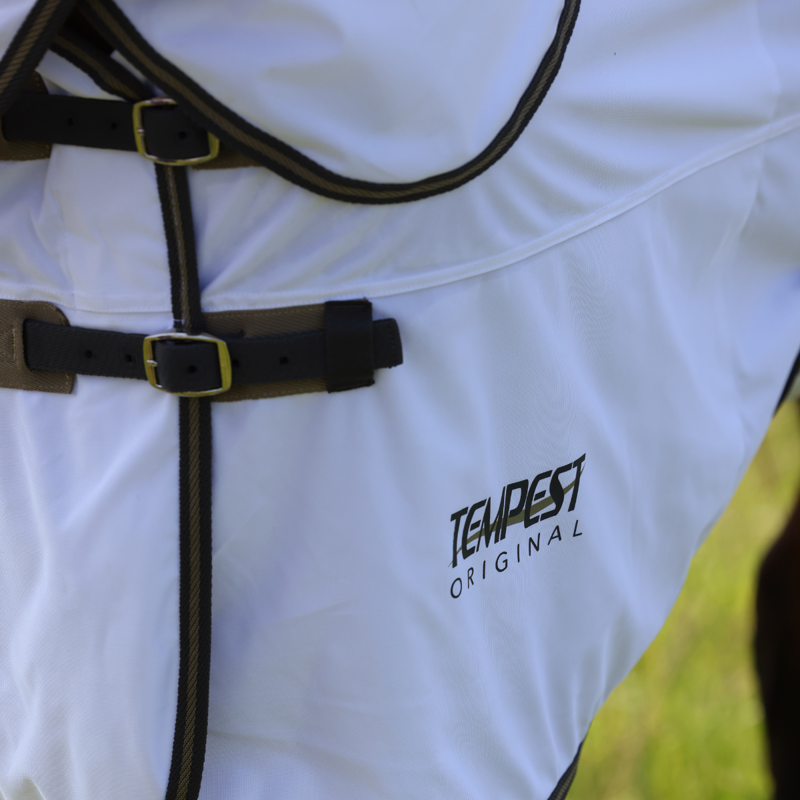 Shires Tempest Original Fly Rug and  Neck Set - White/Grey-4