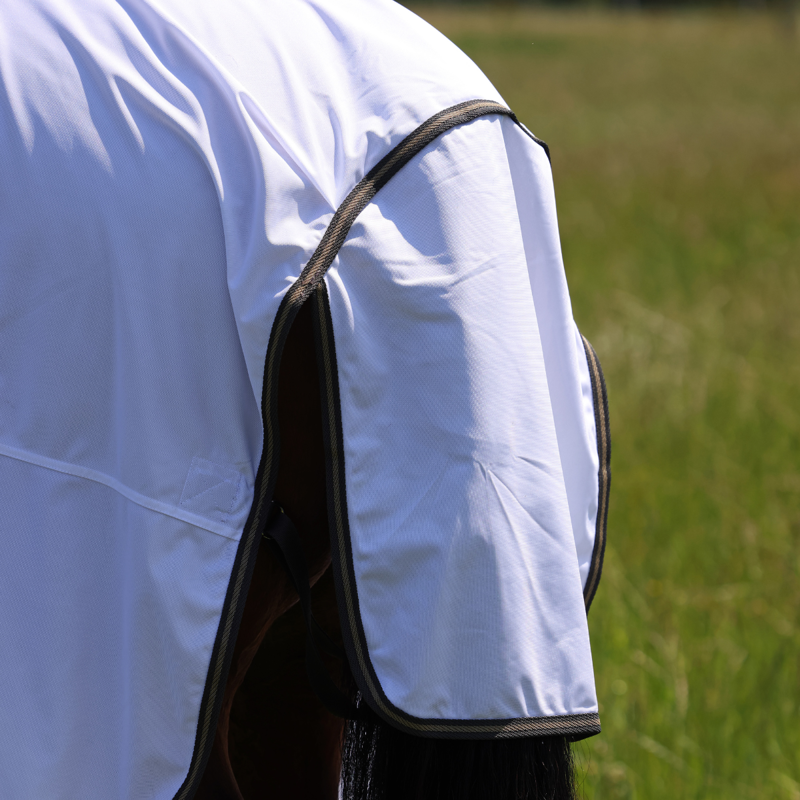 Shires Tempest Original Fly Rug and  Neck Set - White/Grey-5