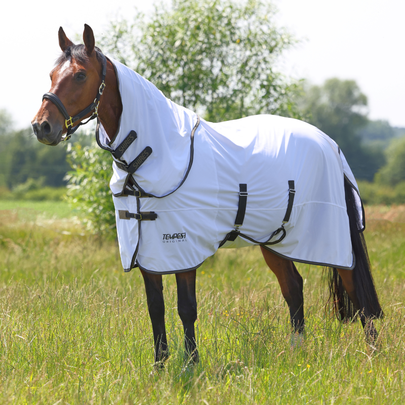Shires Tempest Original Fly Rug and  Neck Set - White/Grey