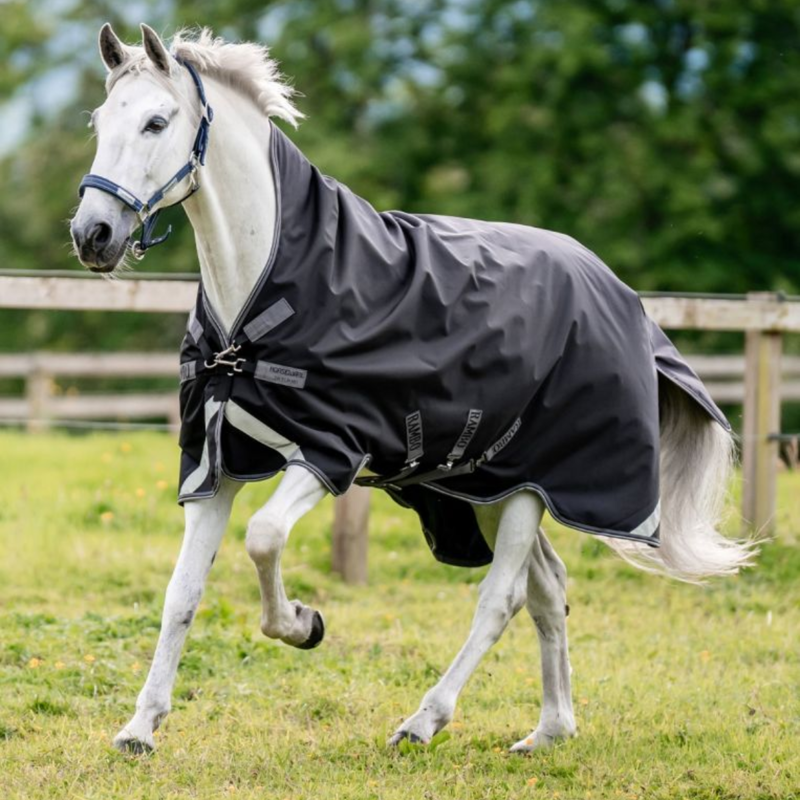 Horseware Rambo 1680D Wug Turnout 200g - Black/Thunderstorm Grey/Silver-1