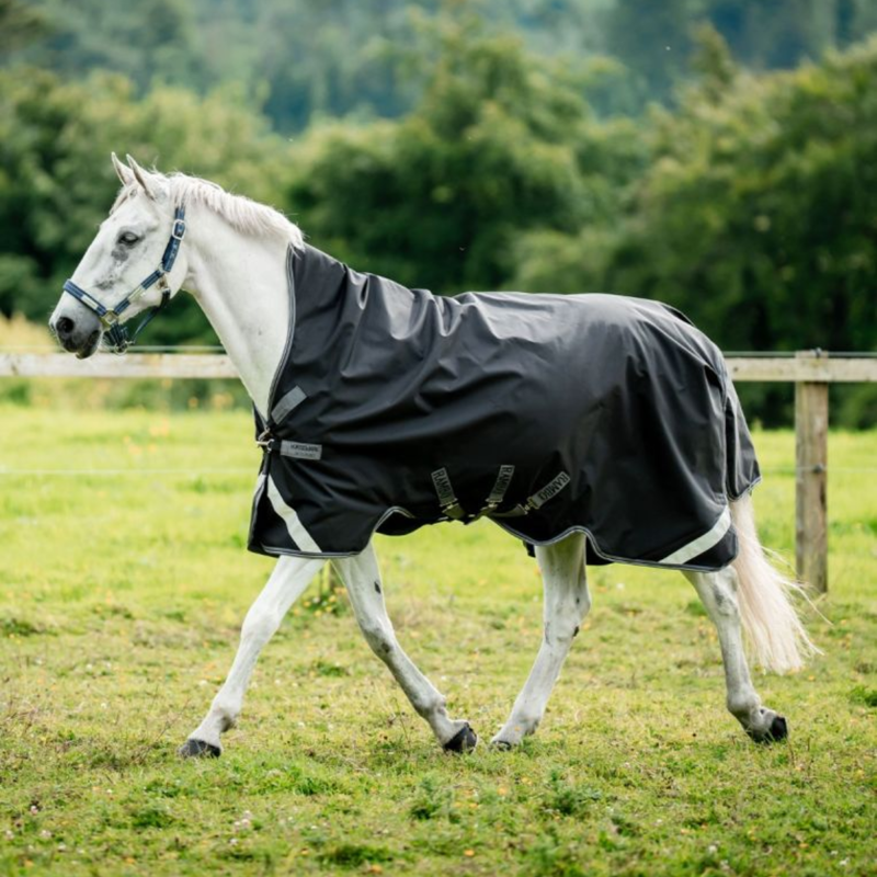 Horseware Rambo 1680D Wug Turnout 200g - Black/Thunderstorm Grey/Silver-2