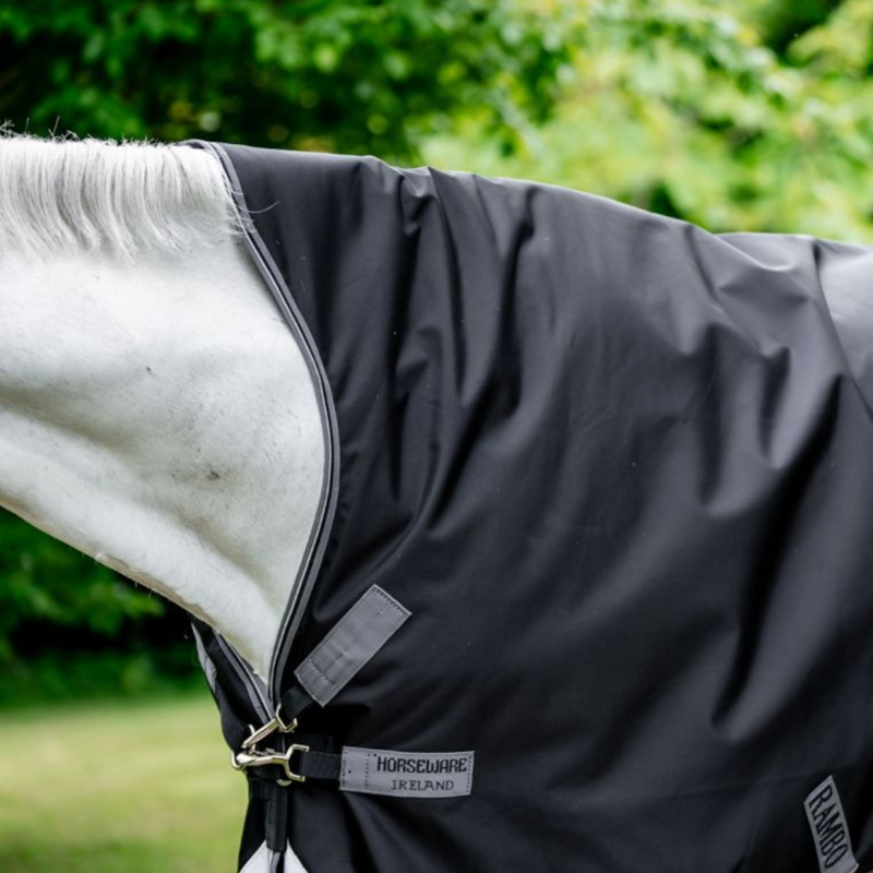 Horseware Rambo 1680D Wug Turnout 200g - Black/Thunderstorm Grey/Silver-3