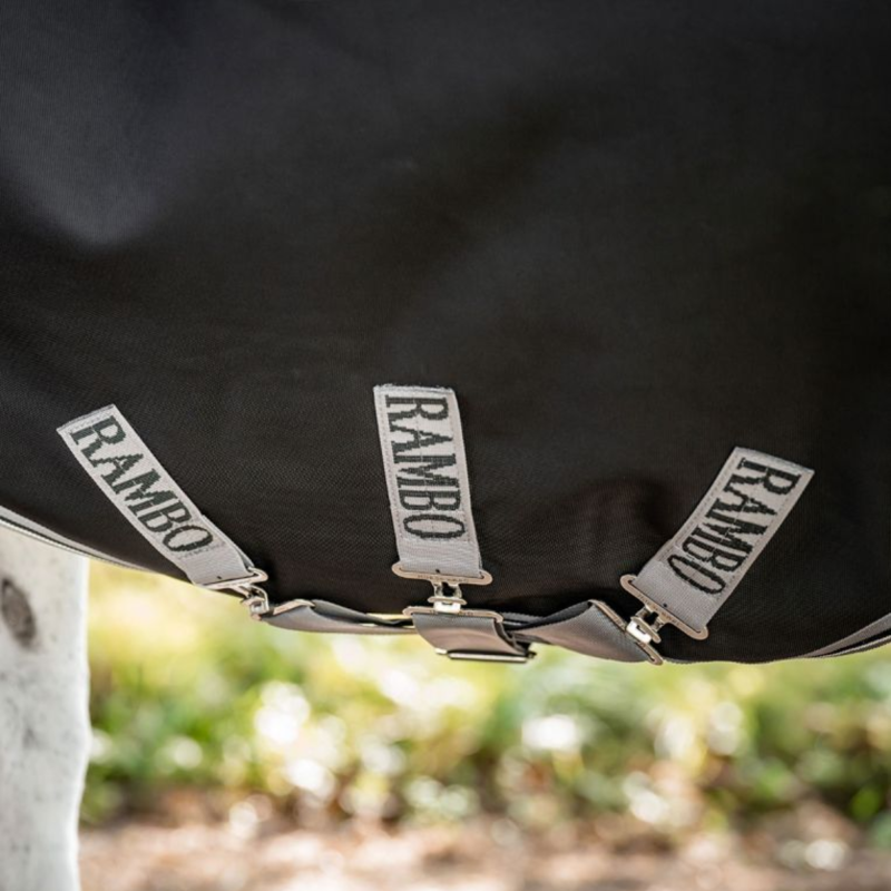 Horseware Rambo 1680D Wug Turnout 200g - Black/Thunderstorm Grey/Silver-5