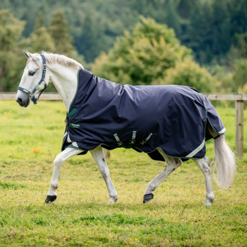 Horseware Rambo 1680D Wug Turnout 200g - Navy/Hunter Green/Silver-1