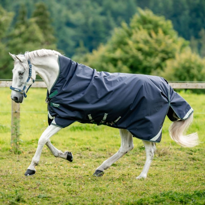 Horseware Rambo 1680D Wug Turnout 200g - Navy/Hunter Green/Silver-2
