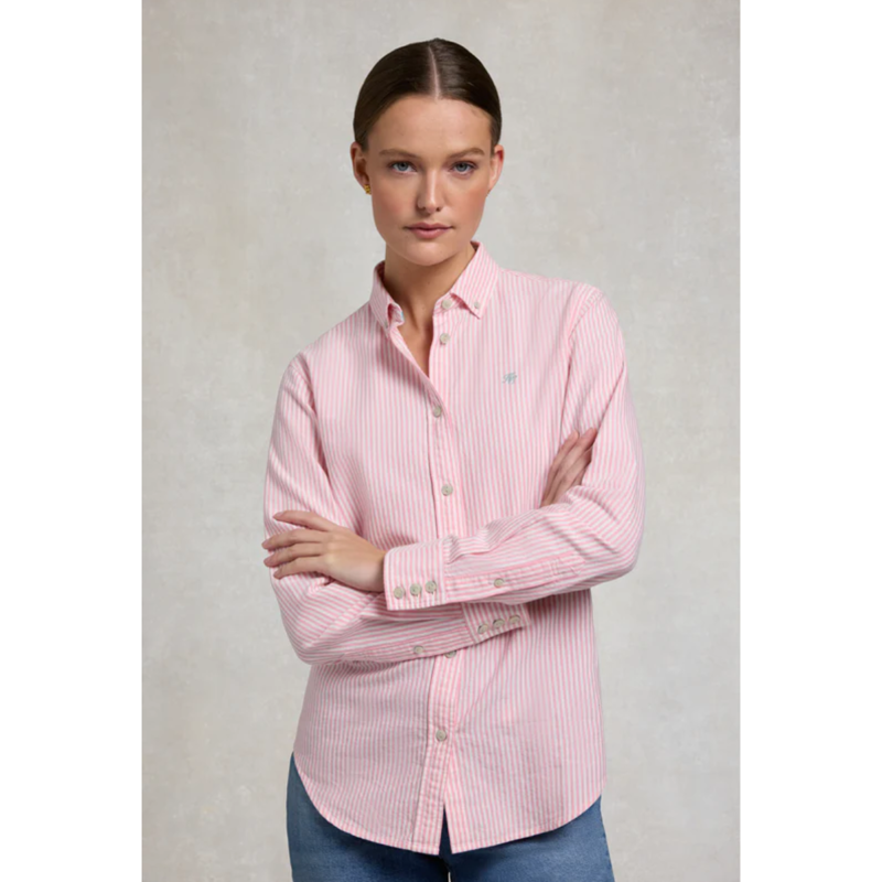Holland Cooper Oxford Shirt - City Pink Stripe-2