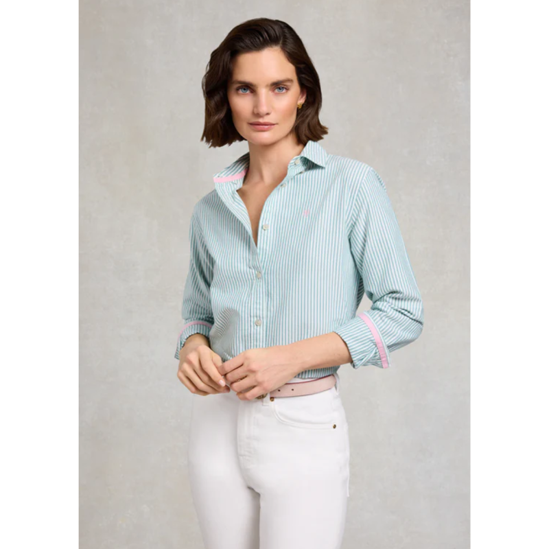 Holland Cooper Oxford Shirt - Light Teal Stripe