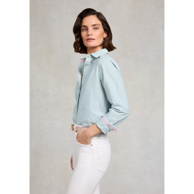 Holland Cooper Oxford Shirt - Light Teal Stripe-2