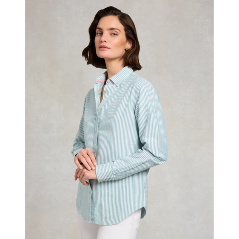 Holland Cooper Oxford Shirt - Light Teal Stripe-3