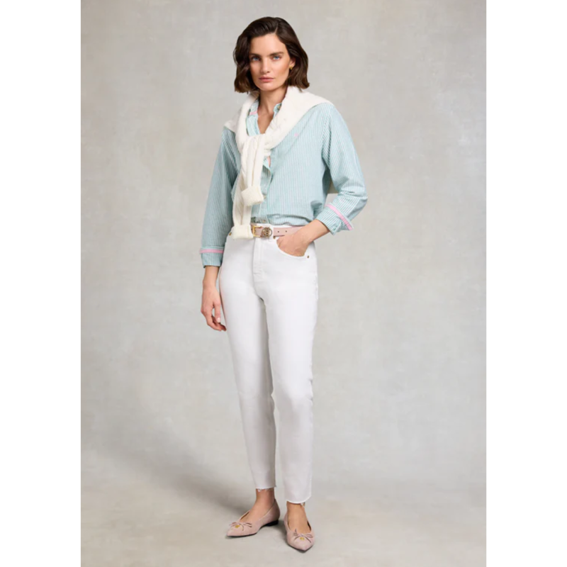 Holland Cooper Oxford Shirt - Light Teal Stripe-4