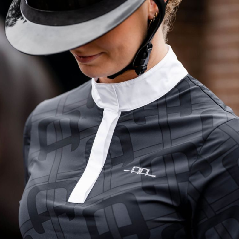 AA by Horseware Ladies Alcina Long Sleeve Show Shirt - Core Charcoal-1