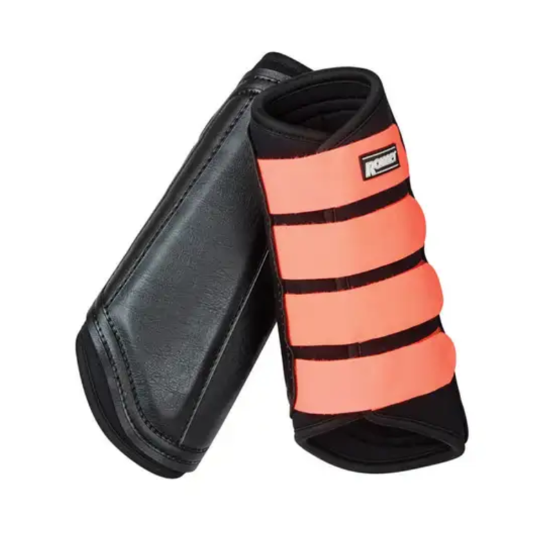 Roma Neoprene Brushing Boots Pony - Black/Orange