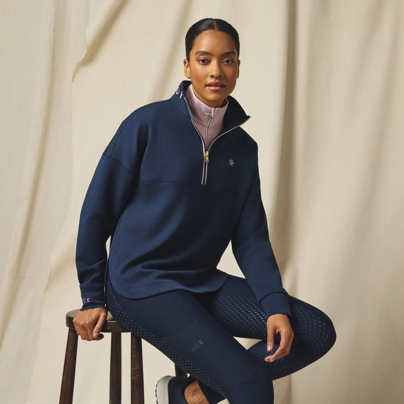 Holland Cooper Windsor Quarter Zip Sweat - Ink Navy-4