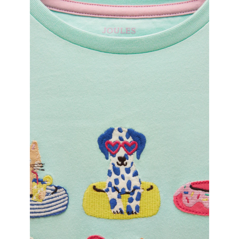 Joules Girls' Astra Applique Cotton T-Shirt - Blue-3