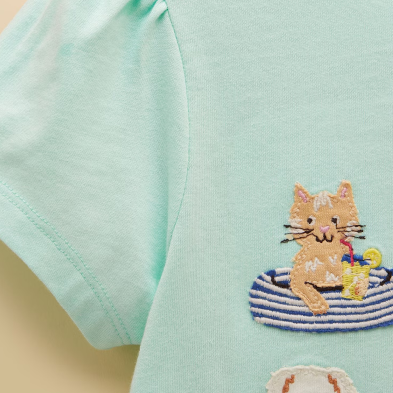 Joules Girls' Astra Applique Cotton T-Shirt - Blue-4
