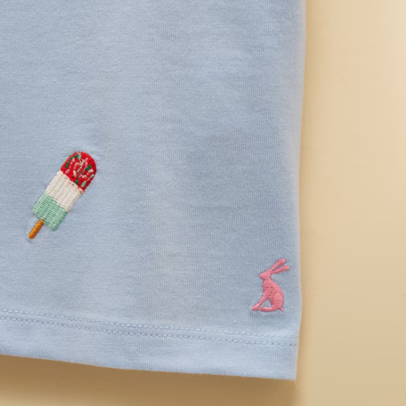 Joules Girls' Waverley Frill Sleeve T-Shirt - Blue-1