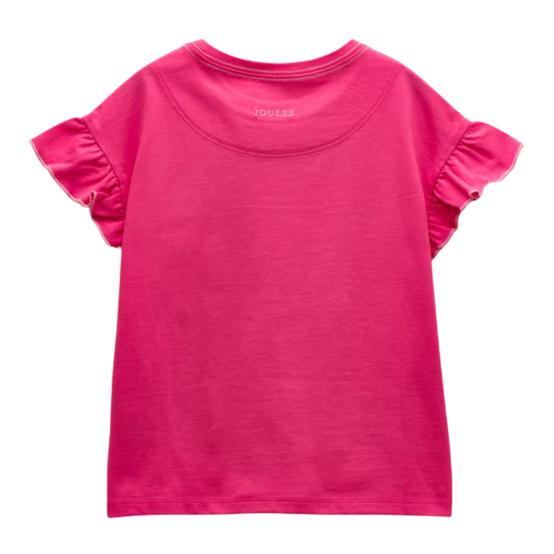Joules Girls' Waverley Frill Sleeve T-Shirt - Pink-1